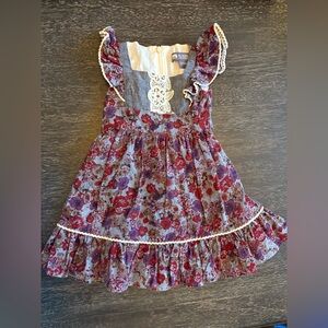 EleStory Floral Dress with Ruffle Sleeves